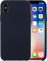 Voor iPhone X / XS Pure Color Liquid Silicone + PC Dropproof Protective Back Cover Case (Dark Blue)