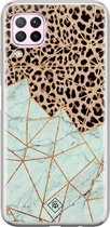 Huawei P40 Lite hoesje siliconen - Luipaard marmer mint | Huawei P40 Lite case | Bruin | TPU backcover transparant