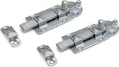 2x stuks rolschuif / rolschuiven staal verzinkt 4,4 x 10 cm - deurbeveiliging - profielrolschuiven / poortslot / hekgrendel