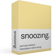 Snoozing - Hoeslaken - Extra hoog - Tweepersoons - 140x220 cm - Percale katoen - Geel