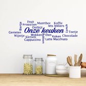 Muursticker Onze Keuken -  Donkerblauw -  160 x 60 cm  -  nederlandse teksten  keuken  alle - Muursticker4Sale