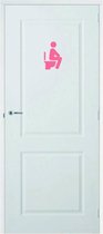 Deursticker Man Op Wc - Roze - 32 x 50 cm - toilet raam en deur stickers - toilet