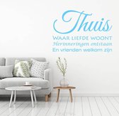Muursticker Thuis Waar Liefde Woont.. -  Lichtblauw -  140 x 100 cm  -  woonkamer  nederlandse teksten  alle - Muursticker4Sale