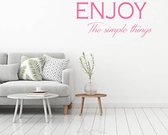 Muursticker Enjoy The Simple Things -  Roze -  80 x 36cm  -  slaapkamer  engelse teksten  woonkamer  alle - Muursticker4Sale