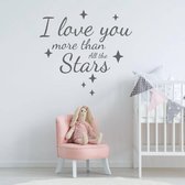 Muursticker I Love You More Than All The Stars - Donkergrijs - 60 x 62 cm - engelse teksten baby en kinderkamer
