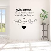 Muursticker Hello Gorgeous, - Groen - 60 x 54 cm - woonkamer slaapkamer engelse teksten