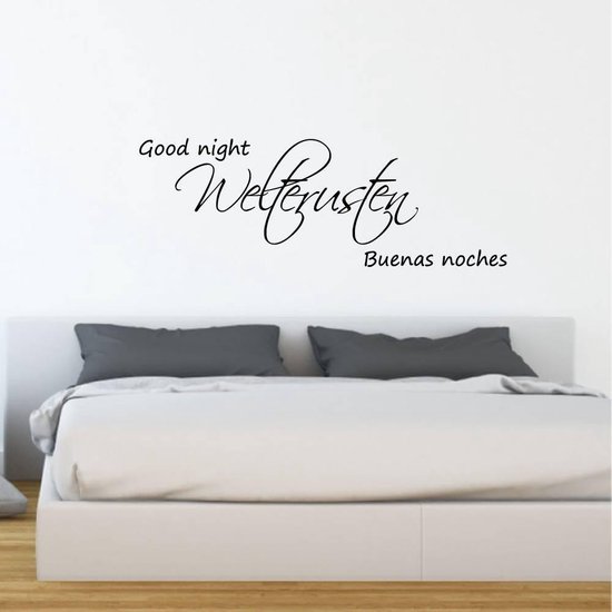 Muursticker Welterusten Good Night Buenas Noches - Zwart - 80 x 28 cm - slaapkamer... |