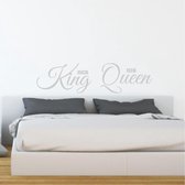 Muursticker Her King - His Queen -  Zilver -  120 x 31 cm  -  alle muurstickers  slaapkamer  engelse teksten - Muursticker4Sale