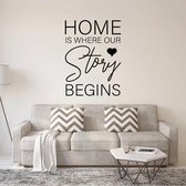 Muursticker Home Is Where Our Story Begins -  Lichtbruin -  60 x 81 cm  -  alle muurstickers  engelse teksten  woonkamer - Muursticker4Sale