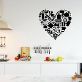 Muursticker Keuken Hart -  Geel -  60 x 56 cm  -  keuken  bedrijven   - Muursticker4Sale