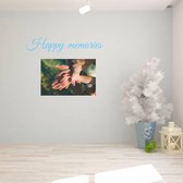 Muursticker Happy Memories - Lichtblauw - 120 x 23 cm - engelse teksten woonkamer