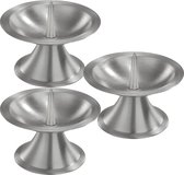 3x Luxe metalen kaarsenhouders zilver voor stompkaarsen van 5-6 cm - Stompkaarshouder -  Kaarshouder/kaarsen standaard - Kandelaar voor stompkaarsen - Woonaccessoires