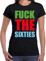 Fuck the sixties fun t-shirt zwart dames XS