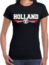 Holland landen / voetbal t-shirt met wapen in de kleuren van de Nederlandse vlag - zwart - dames - Holland landen shirt / kleding - EK / WK / voetbal shirt XXL