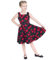 Kids Cherry Dress Black in Swing Vintage Jaren 50 Stijl