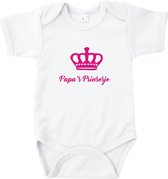 Rompertjes baby met tekst - Papa's prinsesje - Romper wit - Maat 74/80