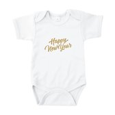 Rompertjes baby met tekst - Happy Newyear - Romper wit - Maat 62/68