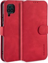 Voor Huawei P40 Lite / Nova 6 SE DG.MING Retro Oil Side Horizontal Flip Case met houder & kaartsleuven & portemonnee (rood)