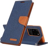 GOOSPERY CANVAS DAGBOEK Voor Galaxy S20 Ultra Canvas Textuur Horizontaal Flip PU Leren Case, met Houder & Kaartsleuven & Portemonnee (Marineblauw)