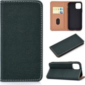 Voor iPhone 11 Pro Max effen kleur mat magnetische horizontale flip lederen tas met kaartsleuven en houder (groen)