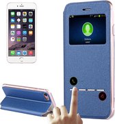 Voor iPhone 8 & 7 horizontale flip lederen tas met oproepweergave ID & houder (blauw)