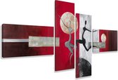 Schilderij - Dans in het heelal, abstract, 4luik, 195x80cm, wanddecoratie