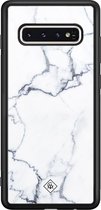 Samsung S10 hoesje glass - Marmer grijs | Samsung Galaxy S10 case | Hardcase backcover zwart