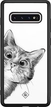 Samsung S10 hoesje glass - Peekaboo | Samsung Galaxy S10 case | Hardcase backcover zwart
