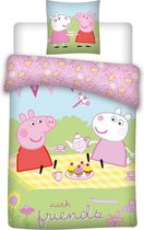 Peppa Pig With friends - baby dekbedovertrek - 100 x 135 cm - Multi