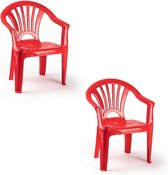 4x Rode stoeltjes voor kinderen 50 cm - Tuinmeubelen - Kunststof binnen/buitenstoelen voor kinderen
