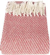 Clayre & Eef Plaid 125*150 cm Rood Katoen Rechthoek Ruiten Deken Kleed Dekentje