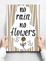 Wandbord: No Rain, No Flowers! - 30 x 42 cm