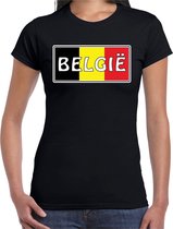 Belgie landen t-shirt zwart dames -  Belgie landen shirt / kleding - EK / WK / Olympische spelen outfit L