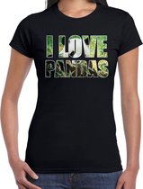 I love pandas / dieren t-shirt zwart dames XS