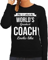 Worlds greatest coach cadeau sweater zwart voor dames 2XL