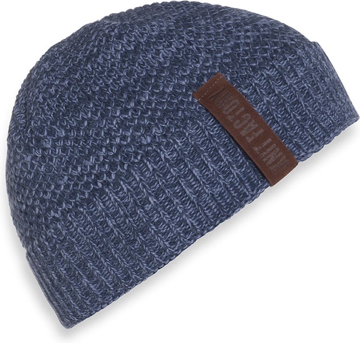 Knit Factory Jazz Gebreide Muts Heren & Dames - Beanie hat - Jeans/Indigo - Warme blauw gemêleerde Wintermuts - Unisex - One Size