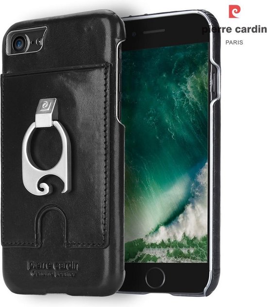Zwart hoesje Pierre Cardin - Backcover - Stijlvol - Leer - voor de iPhone 7-8 - Luxe cover