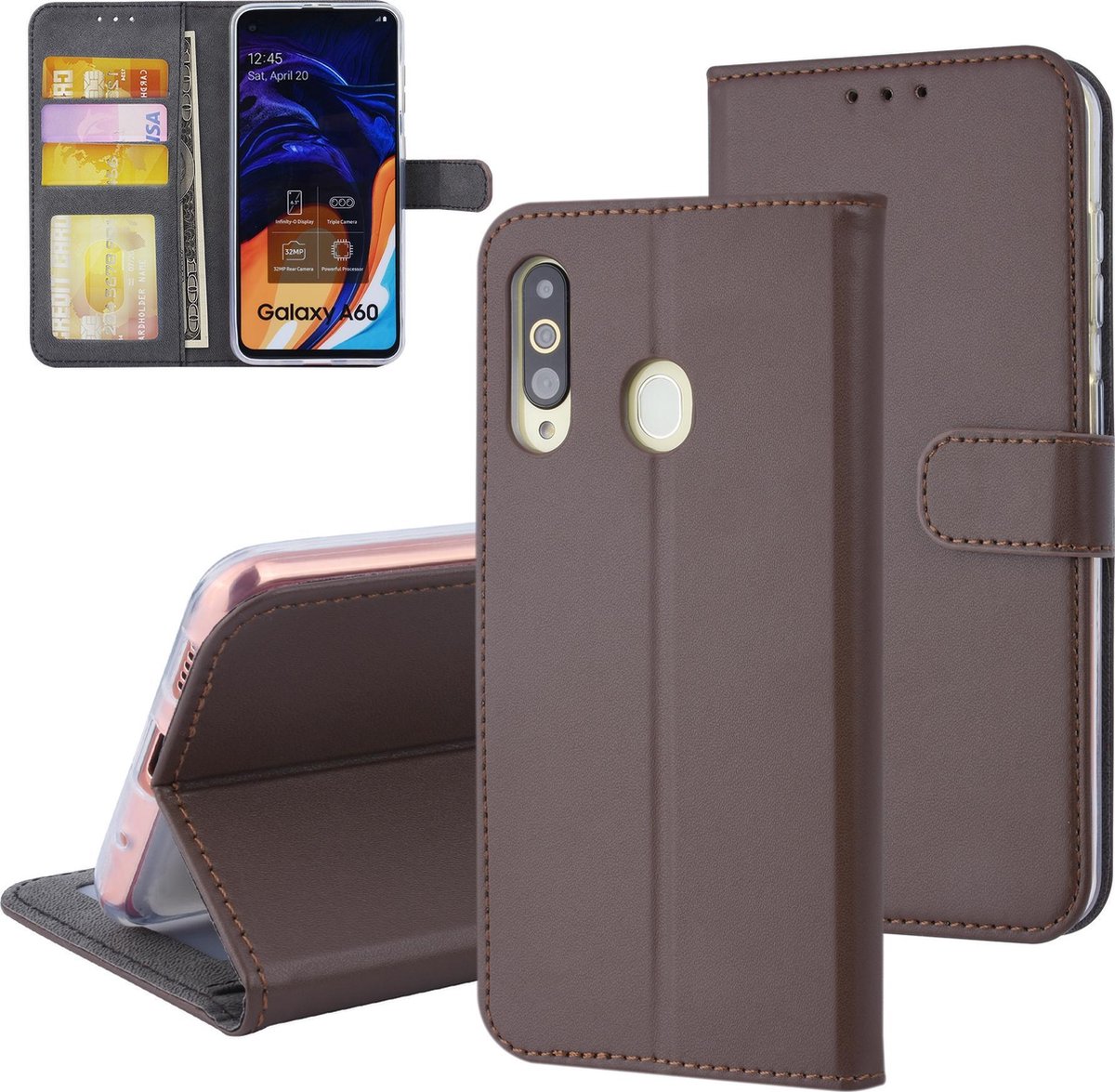 Bruin hoesje Samsung Galaxy A60 - Book Case - Pasjeshouder - Magneetsluiting (A606F)