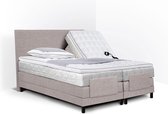 Boxspring Bella compleet, merk Olympic Life, elektrisch verstelbaar, 160 x 200 cm, beige, 2x pocketvering matras met dubbeldoek matrastijk