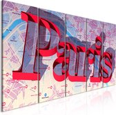 Schilderijen Op Canvas - Schilderij - Red Paris (5 Parts) Narrow 200x80 - Artgeist Schilderij