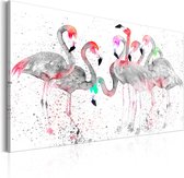 Schilderijen Op Canvas - Schilderij - Flamingoes Dance 90x60 - Artgeist Schilderij