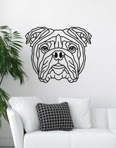 Engelse Bulldog Geometrisch Hout 50 x 60 cm Black - Honden - Wanddecoratie