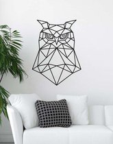 Uil Geometrisch Hout 50 x 67 cm Black - Wanddecoratie