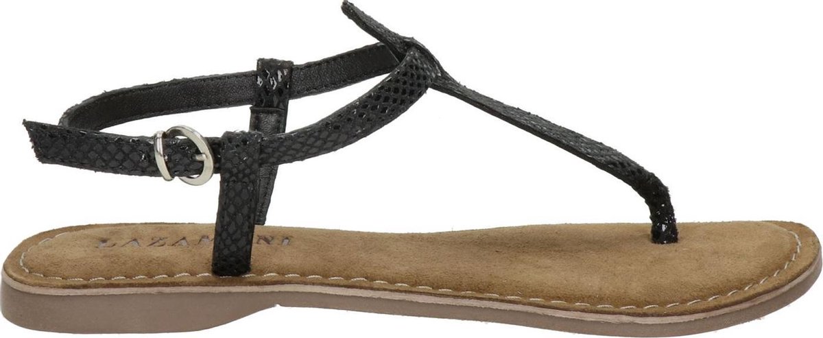 Lazamani - Anna Leren Dames Sandalen Black - Maat 36