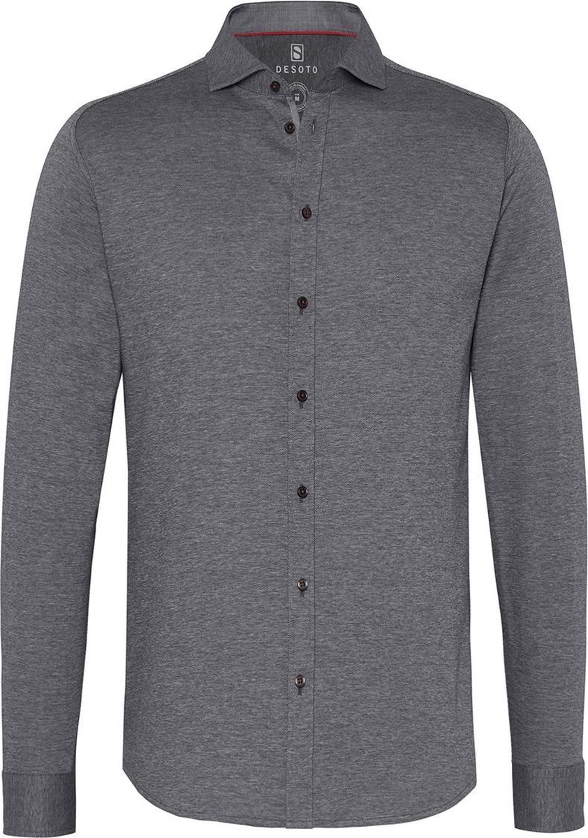 Desoto - Overhemd Strijkvrij Donkergrijs 711 - Heren - Maat XS - Slim-fit
