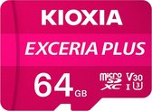 Micro SD Memory Card with Adaptor Kioxia Exceria Plus UHS-I U3 Class 10 Pink
