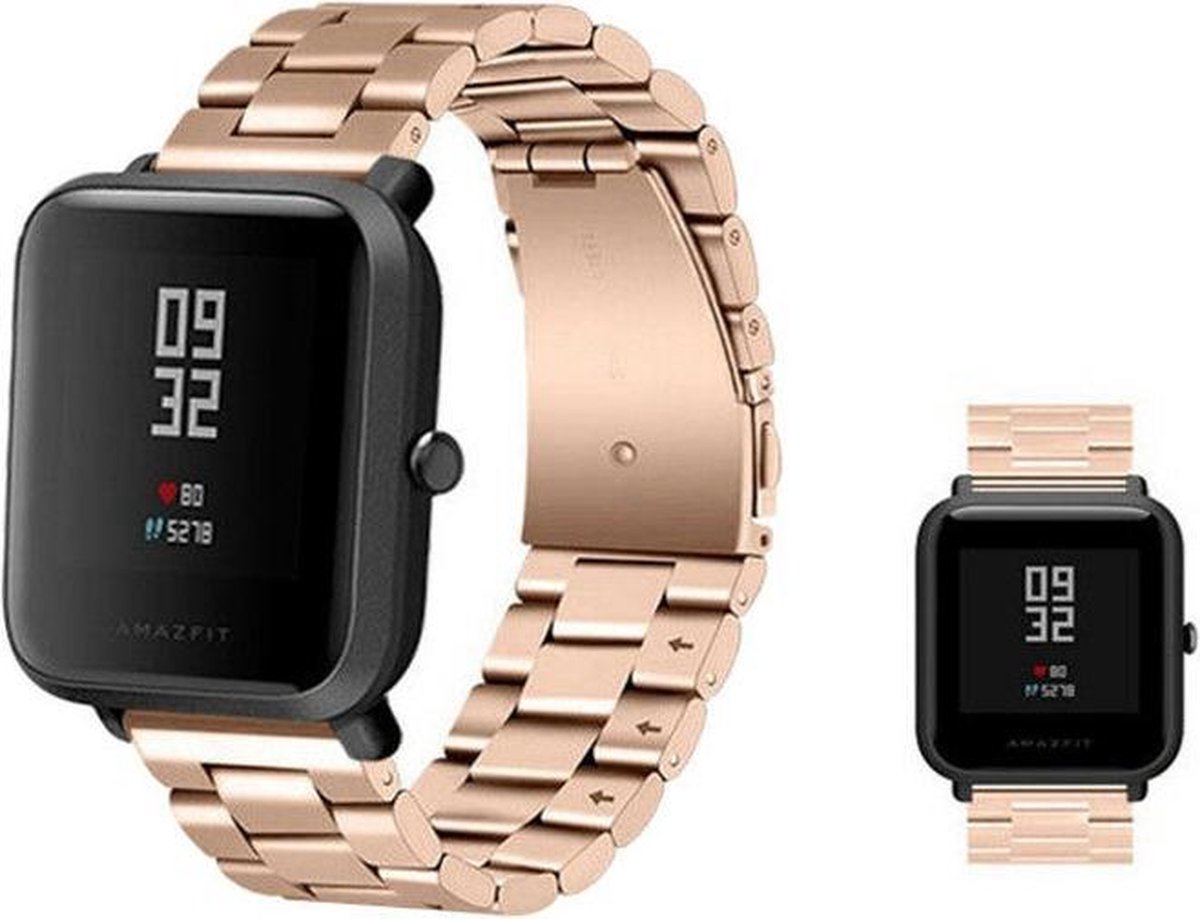 Geschikt voor Xiaomi Amazfit Bip stalen band - rosé goud - 42mm