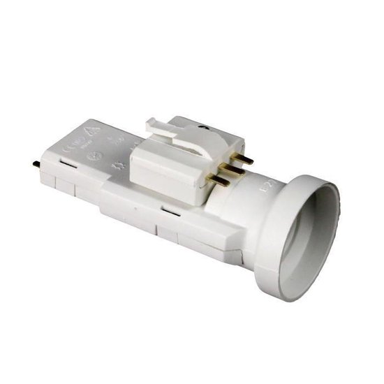 Zenitech - Attacco E27 con Spina DCL - Connessione Tramite Terminali a Vite per Fili Conduttori 0,5mm² a 1mm² - Potenza Max 60W a 250V - 2 Poli + Terra - Bianco