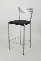 Tommychairs Elegance - Eetkamerstoelen - Set van 2 - Aluminium & Zwart - Kunstleer