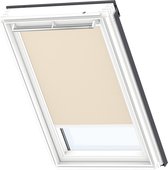 VELUX Store à enrouleur occultant d'origine (DKL) pour fenêtres de toit VELUX, cadre blanc, UK08, beige